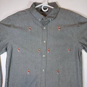 lazy oaf mens size XL long sleeve button down shirt men gray Pack a Day lazy of